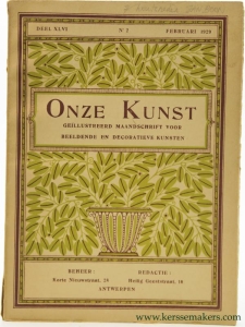De houtsneden van Jan Boon. In: "Onze Kunst, Geïllustreerd Maandschrift voor Beeldende en Decoratieve Kunsten". — Greshoff, J. - (Jan Boon, woodcuts)