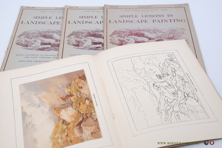 Vere Foster's Water-Colour Series. Simple lessons in landscape painting. (In Four Parts). Eight facsimiles of original water-colour drawings and 40 vignettes after various artists. With full instruction by an experienced master. — Foster, Vere
